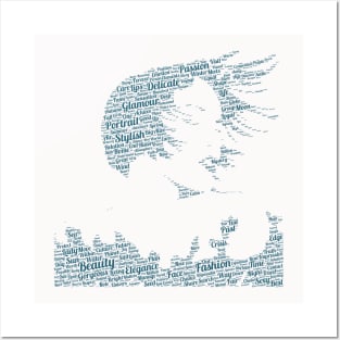 Portrait Woman Lady Silhouette Shape Text Word Cloud Posters and Art